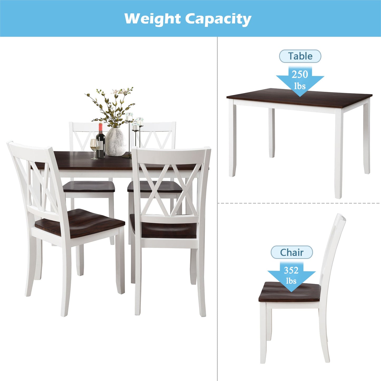5-Piece Dining Table Set with 4 Dining Chair