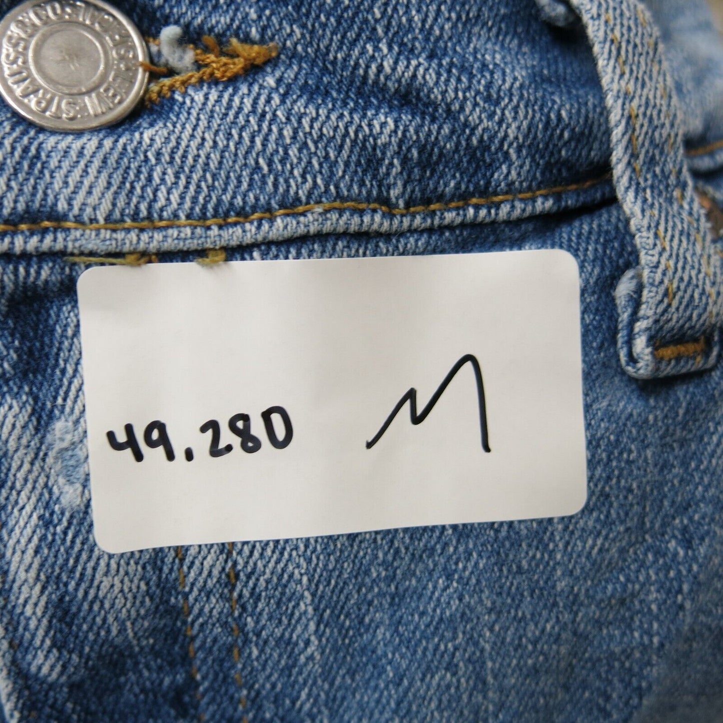 Levis Mens Straight Leg Jeans Mid Rise Flat Front Five Pockets Blue Size 12S