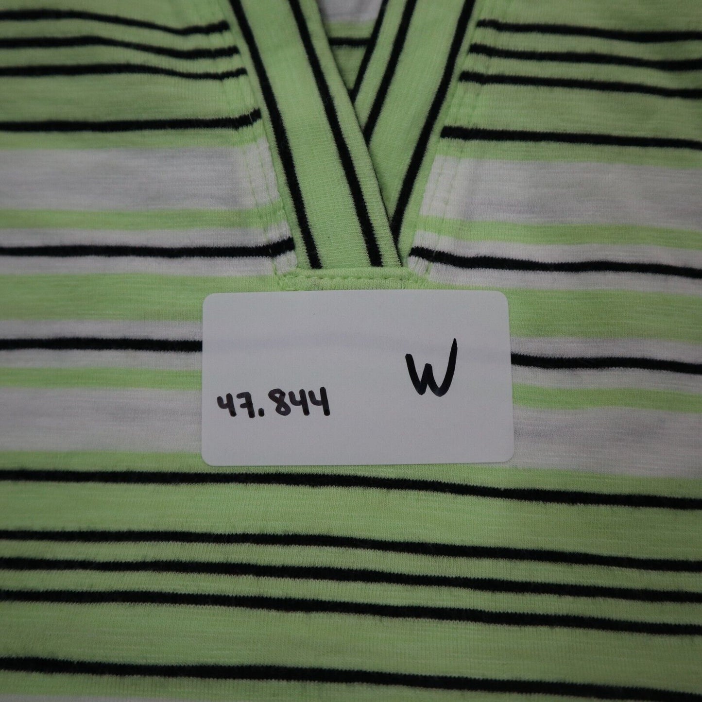 Talbots Women Blouse Top V Neck Long Sleeve Striped Green White Size Medium