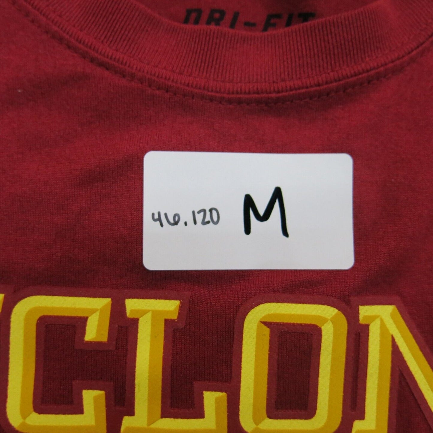 Nike Mens Dri Fit T Shirt Crew Neck Short Sleeve Cyclones Red Size X Large