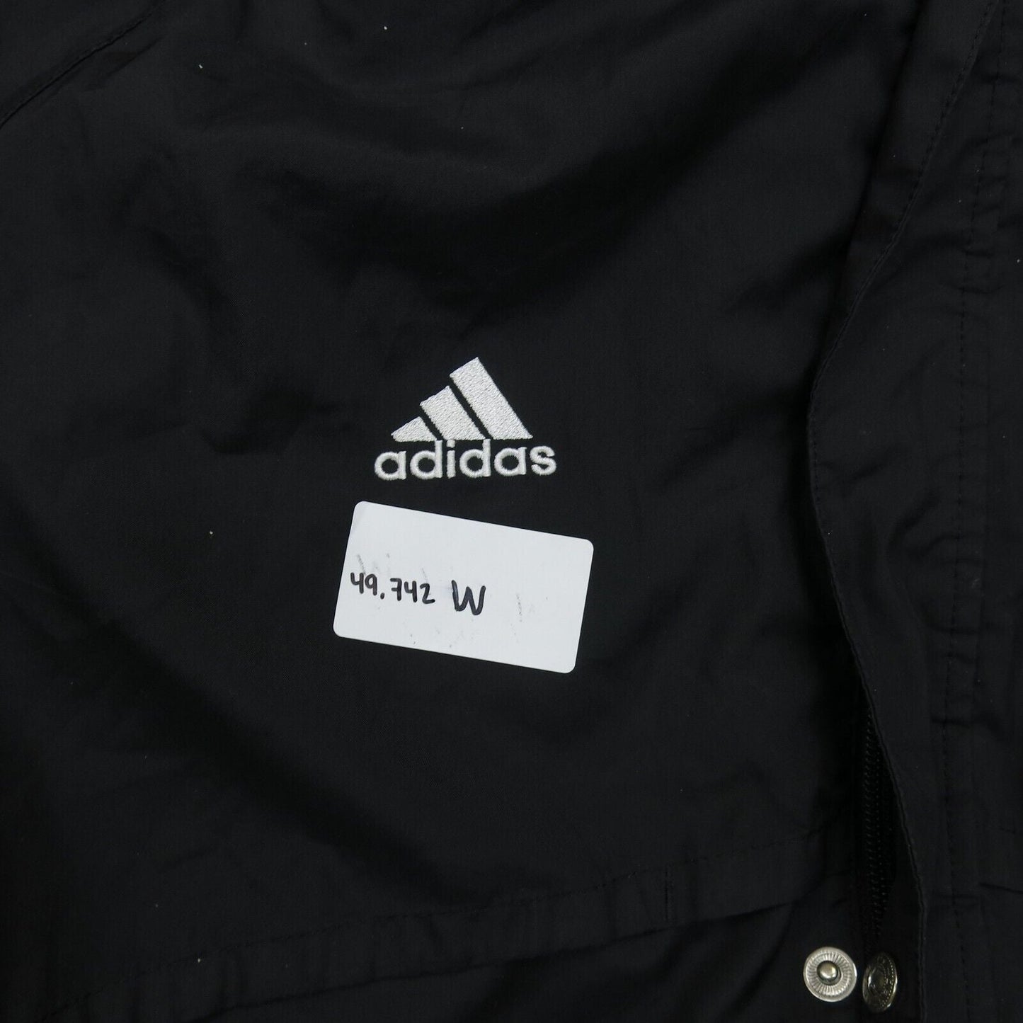 Adidas Mens Full Zip Windbreaker Hooded Coat Jacket Long Sleeves Black SZ Small