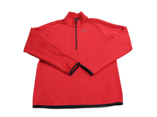 Nike Dri Fit Mens Sweatshirt 1/4 Pullover Long Sleeve Mock Neck Red Size Small