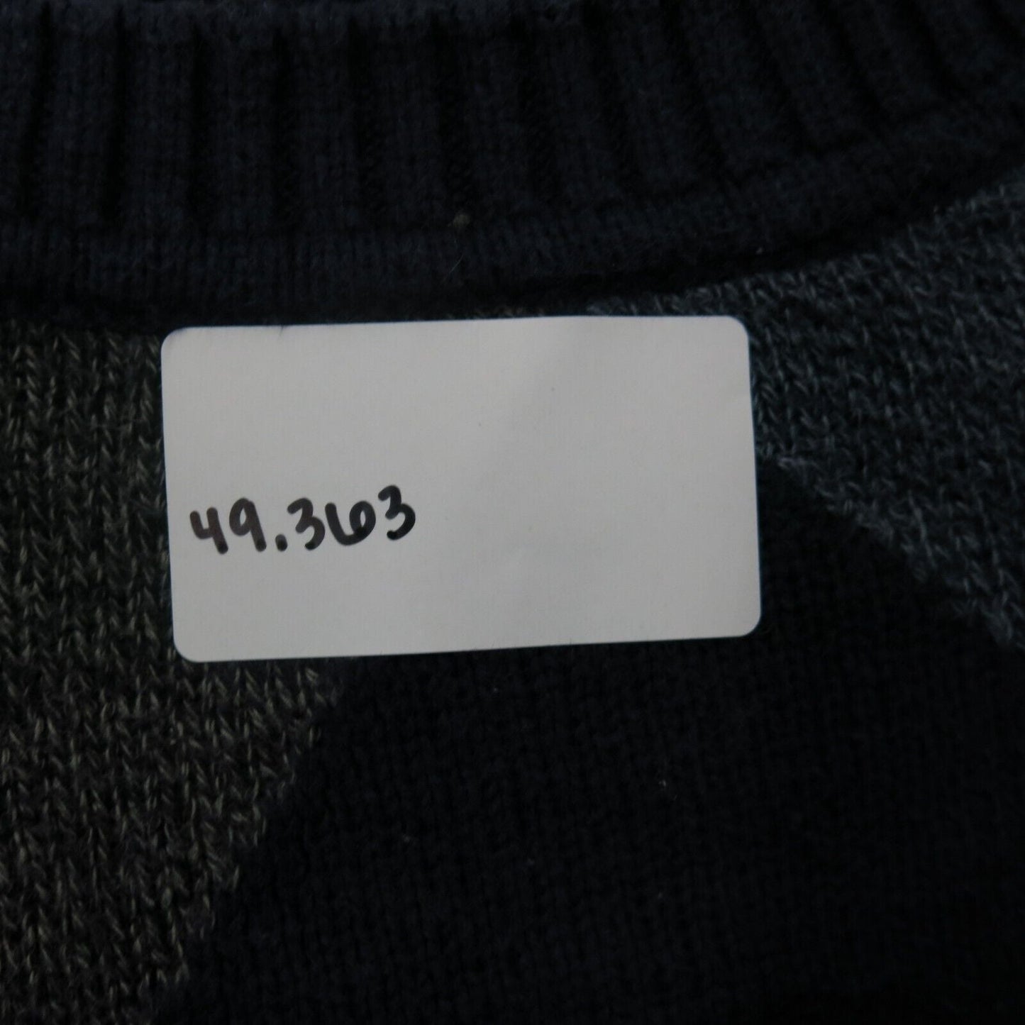 Dockers Men Pullover Argyle Sweater Long Sleeves Knitted Navy Blue Size Large