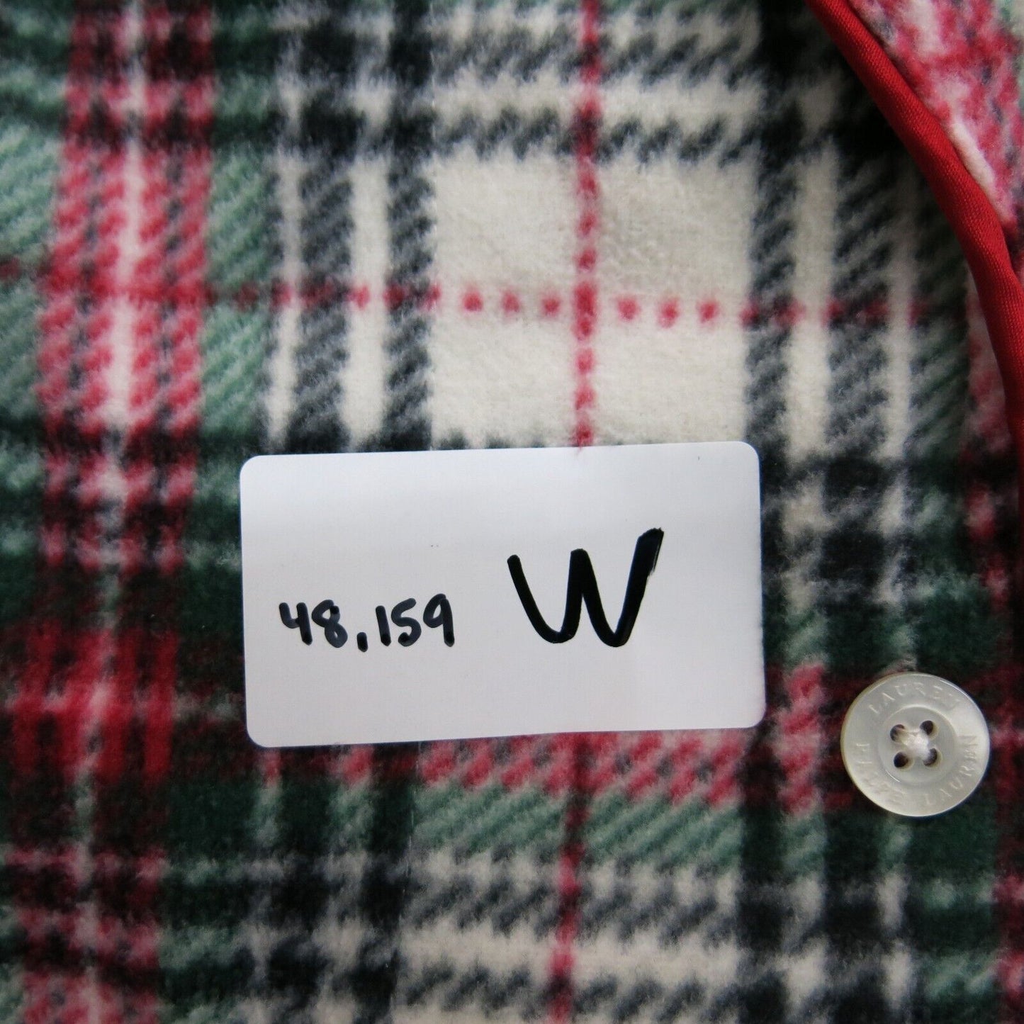 Lauren Ralph Lauren Womens Plaid Pajama Top Tartan Fleece Red White Size Medium