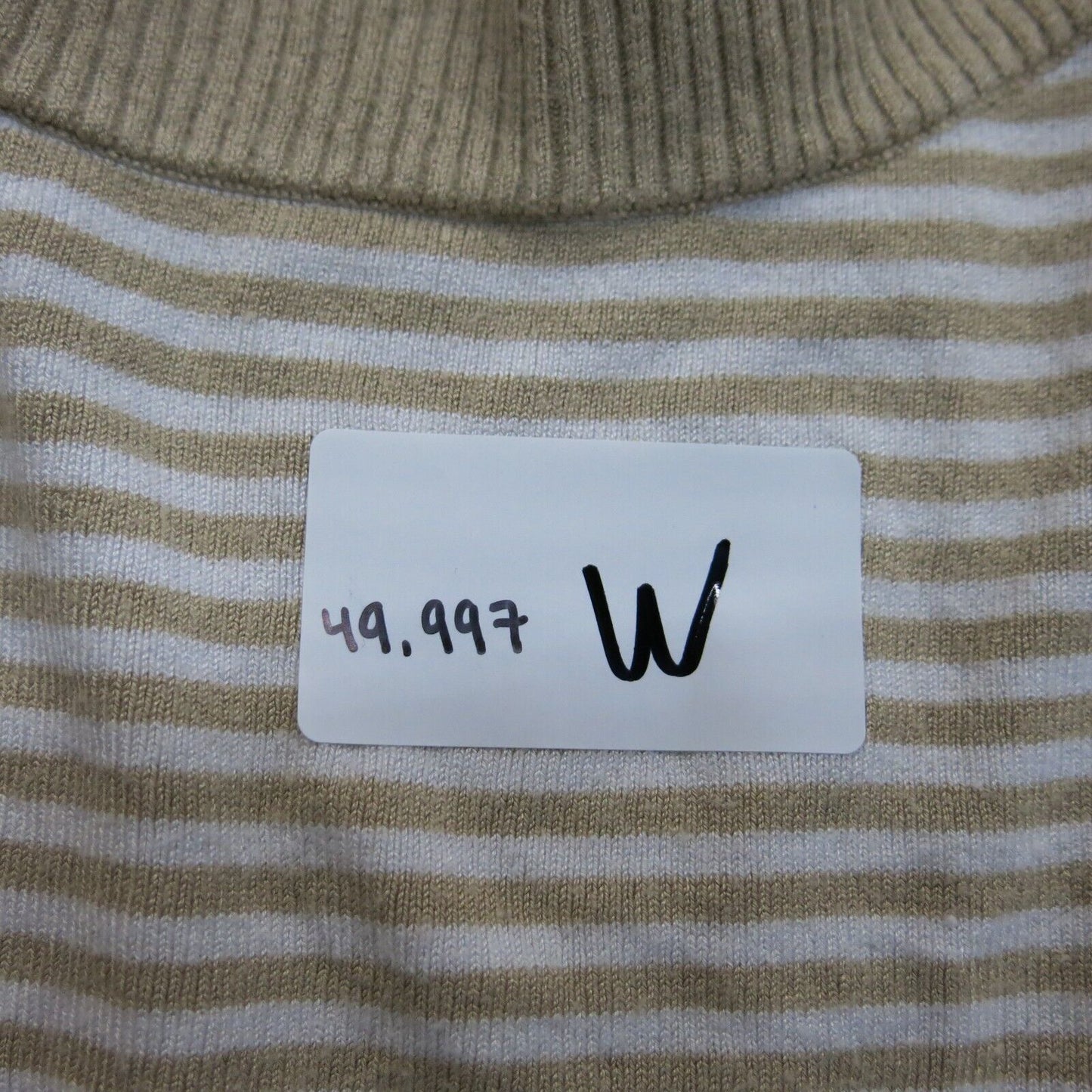 Ann Taylor Womens Striped Pullover Sweater Long Sleeve Boat Neck White Brown XL
