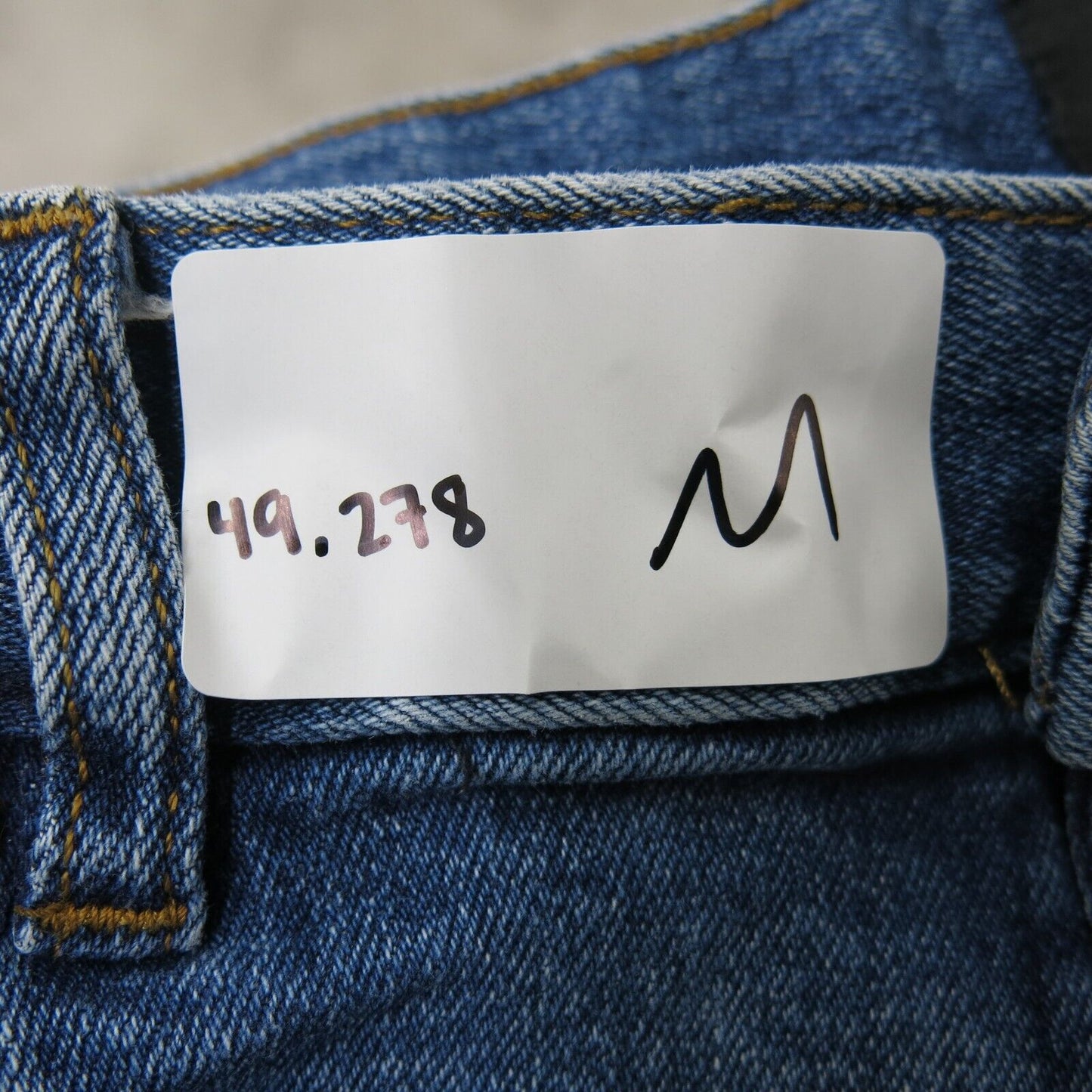 H&M Mens Jeans Skinny Fit Denim Stretch Raw Hem Mid Rise Pockets Blue Size US 32
