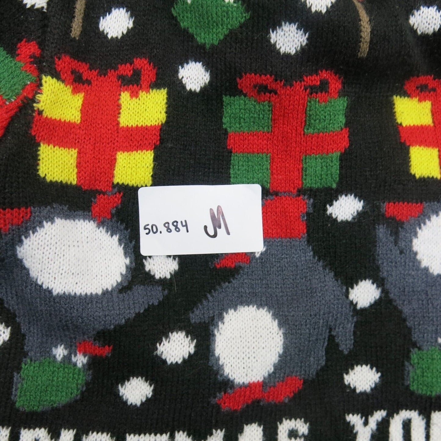 Divided H&M Mens Sweater Christmas Print Long Sleeves Crew Neck Black Size Small