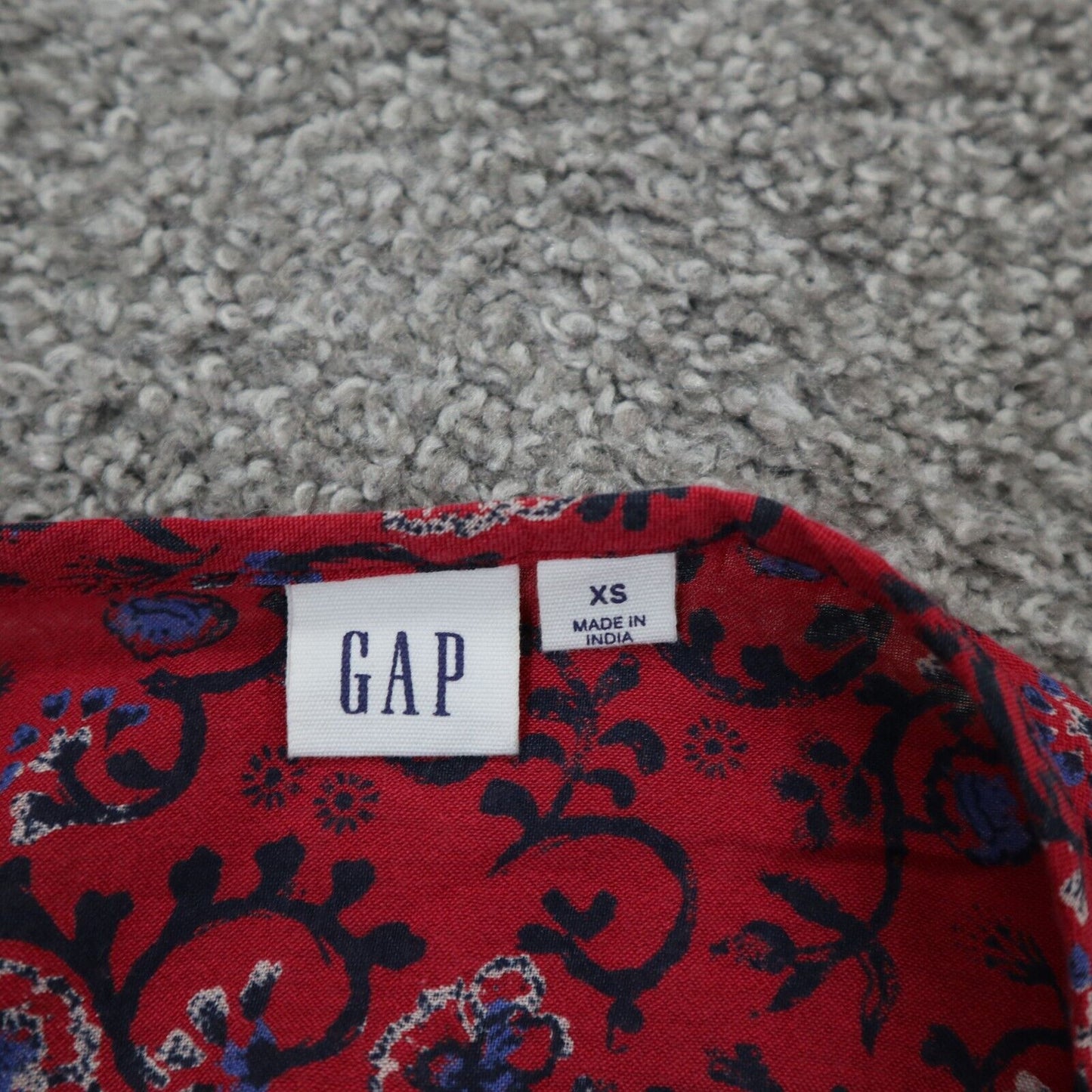 Gap Womens Floral Blouse Top Pullover Long Sleeves Crew Neck Red Size X Small