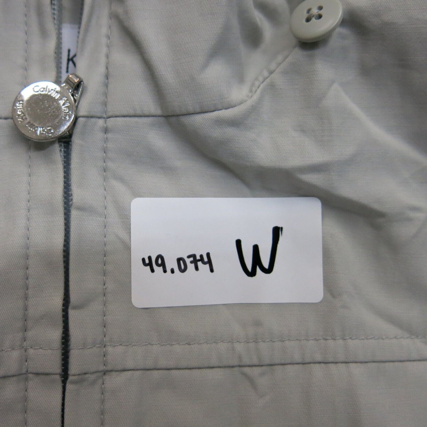Calvin Klein Womens Full Zip Up Long Coat Long Sleeves Pockets Gray Size Small