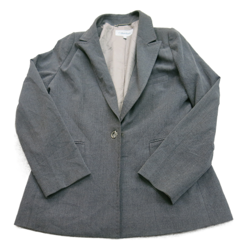 Calvin Klein Womens Blazer Coat Single Breasted Long Sleeves Dark Gray Size 8