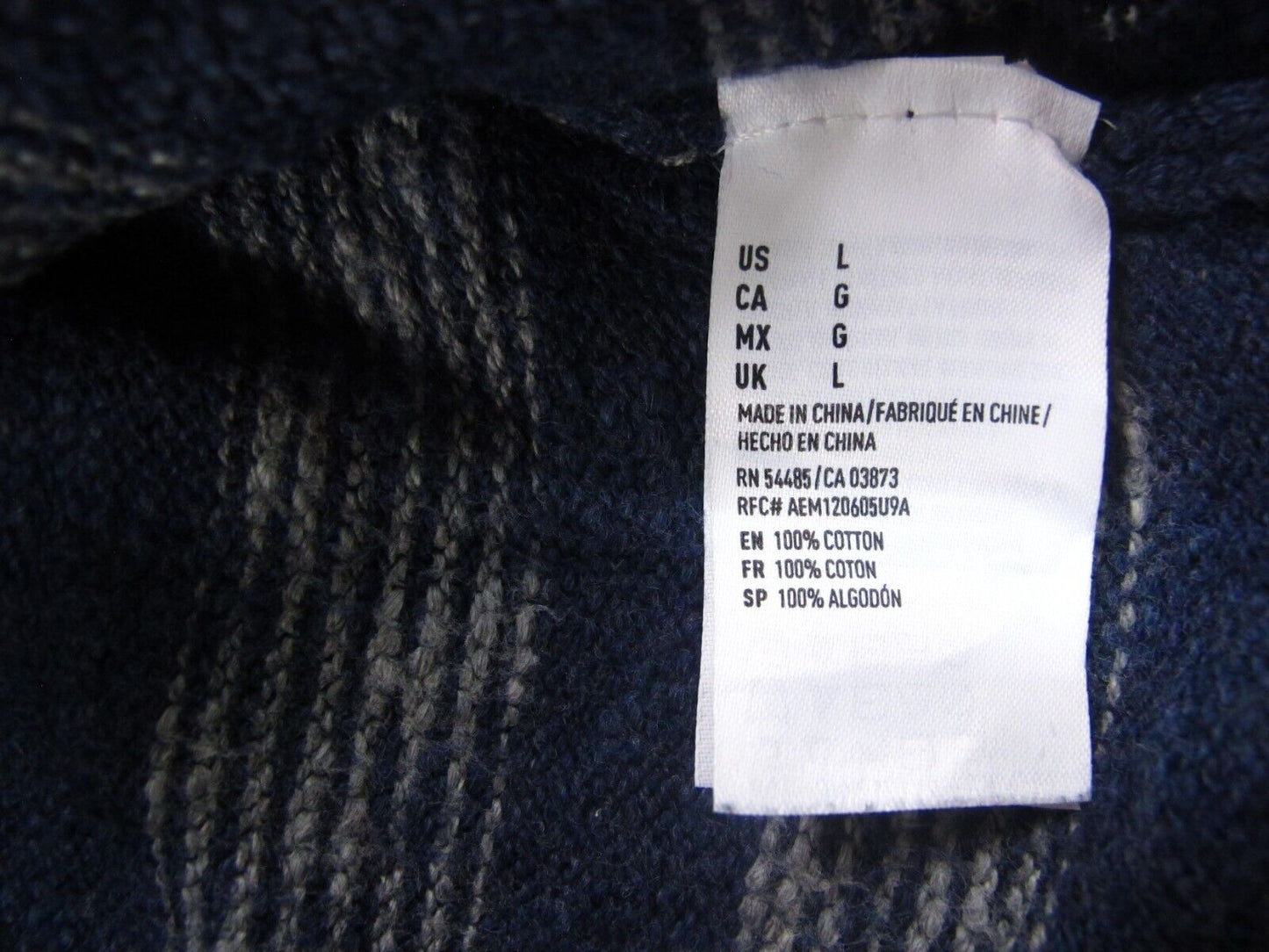 American Eagle Womens Pullover Sweater Striped Long Sleeves Blue Gray Size Large