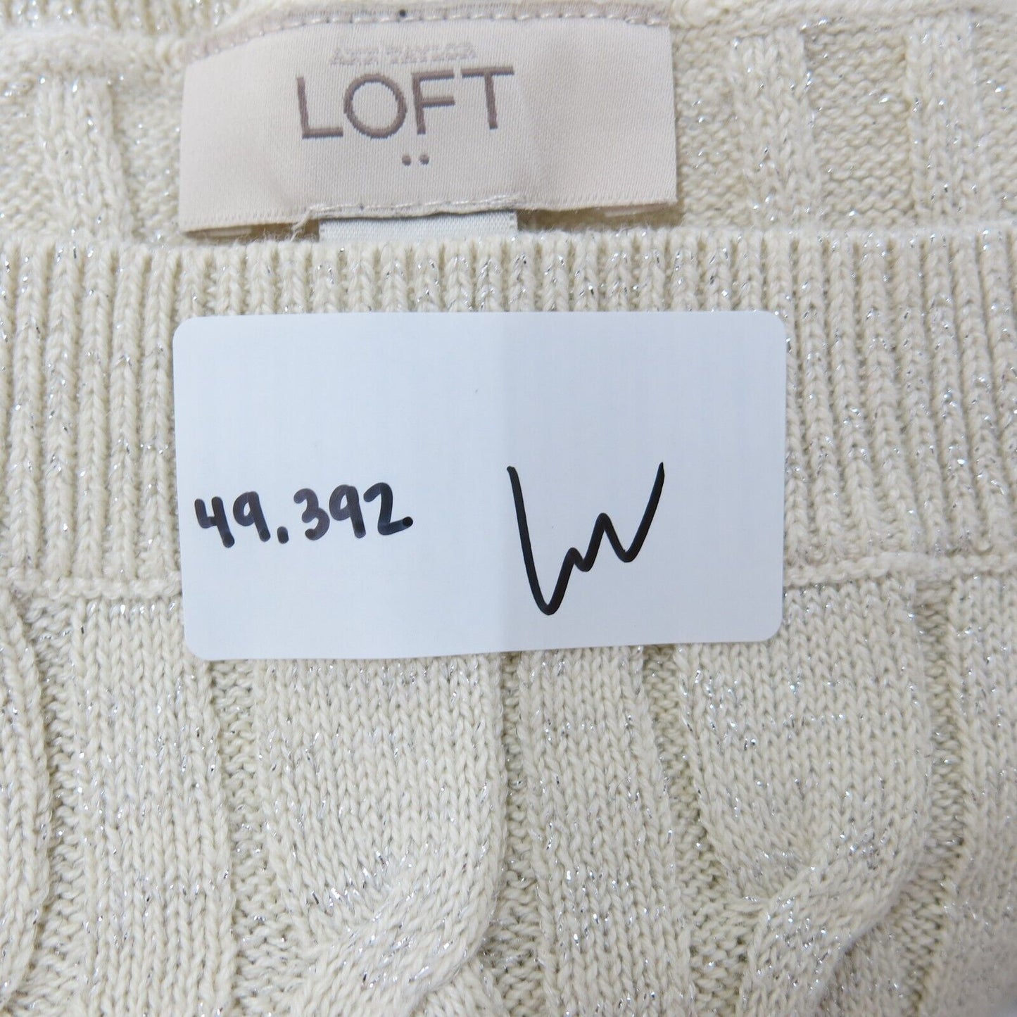 ANN Taylor Loft Womens Pullover Sweater Crew Neck Long Sleeves Ivory Size Medium