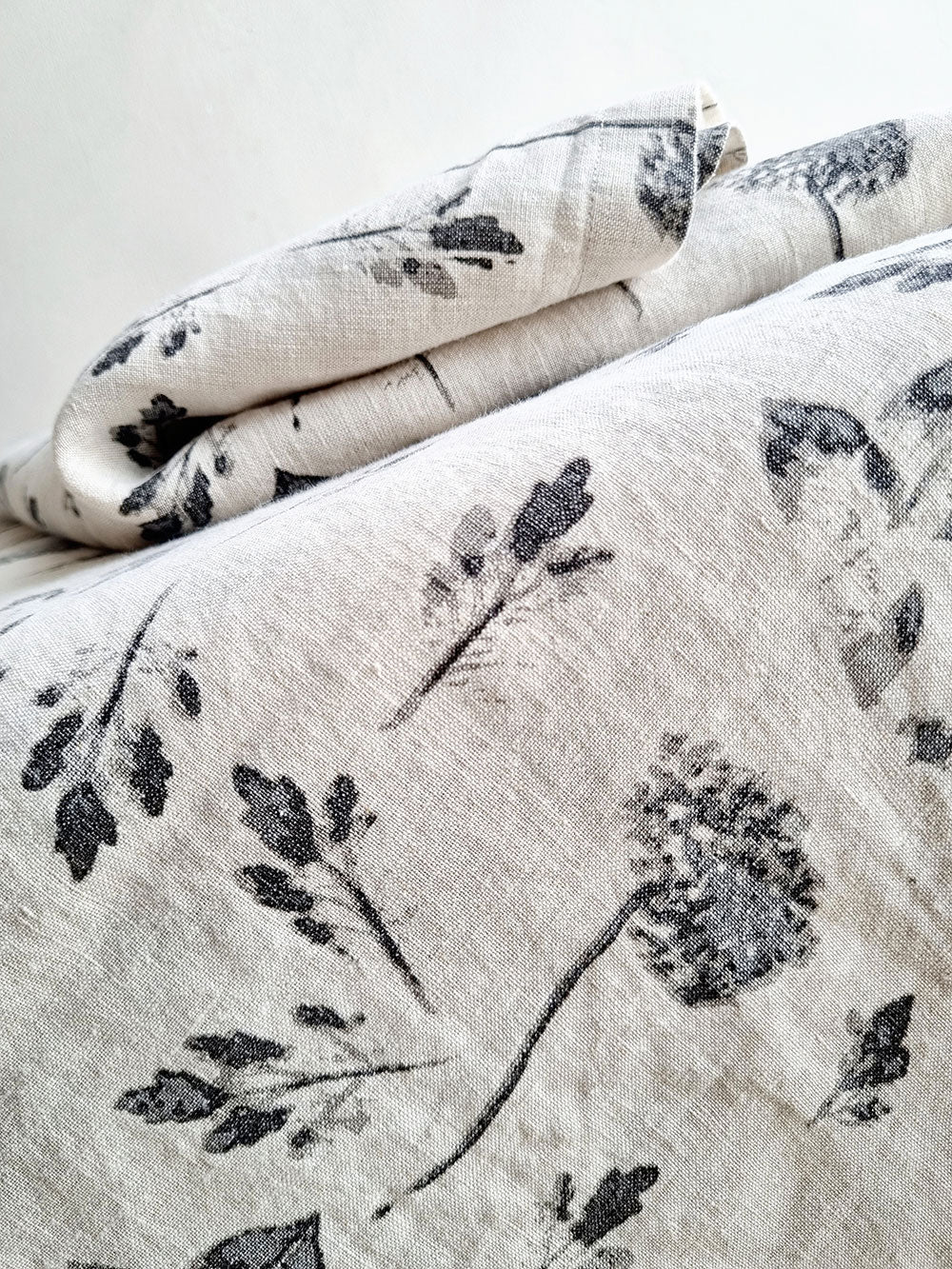 100% Linen Grey Hydrangea Tablecloth