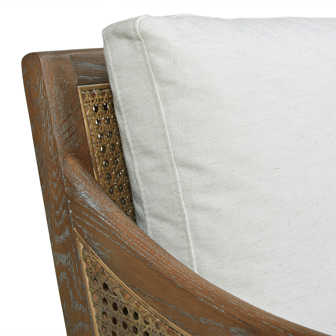 Wood & Rattan Accent Chair with Removable Cushion