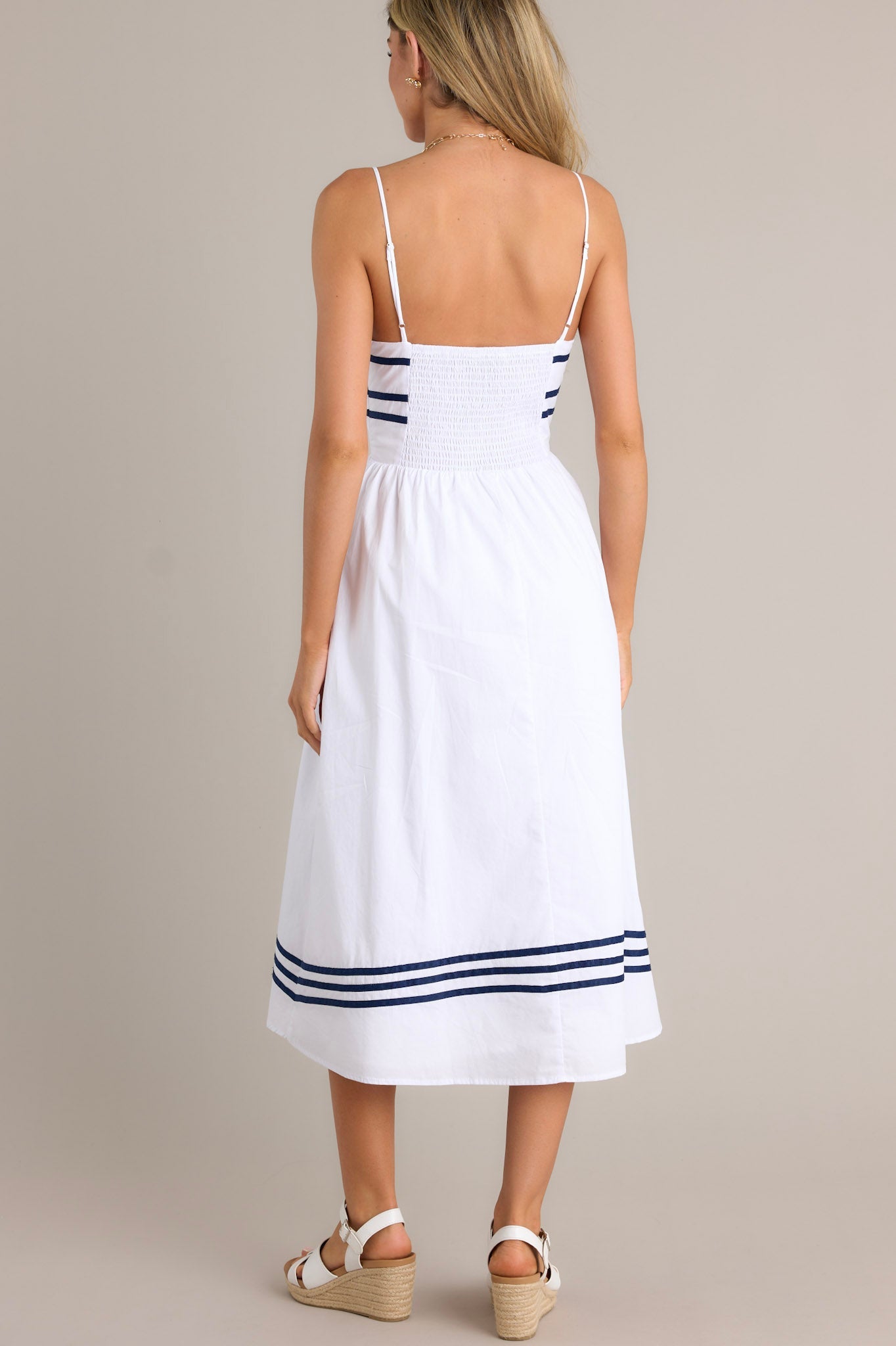 Sweet Melody 100% Cotton White Drop Waist Midi Dress