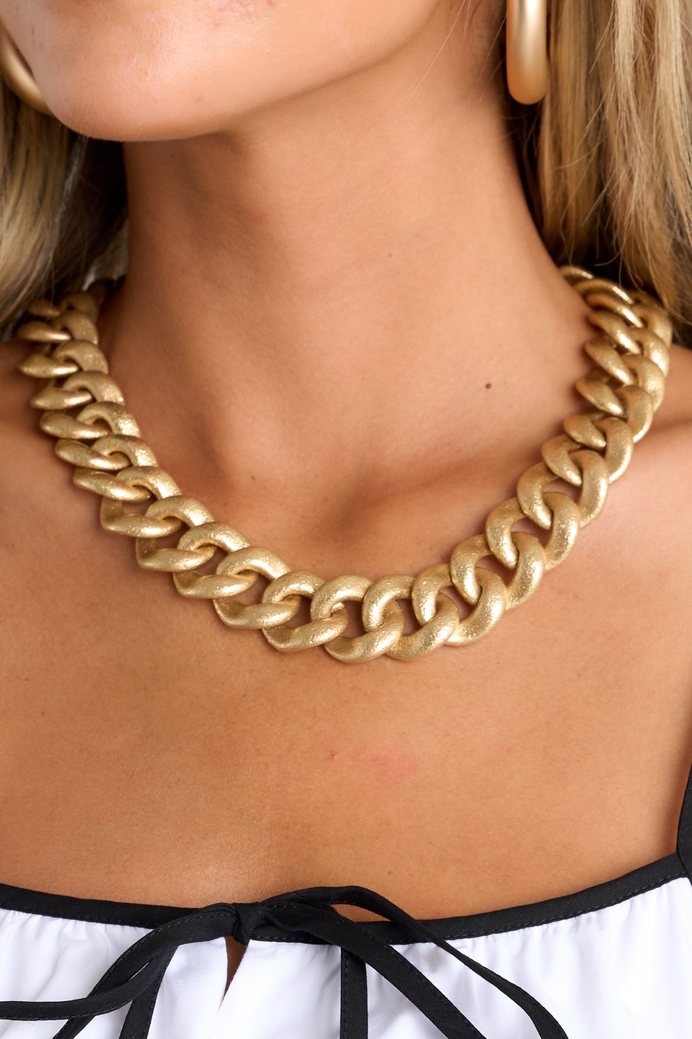 Radiant Luxe Matte Gold Textured Necklace
