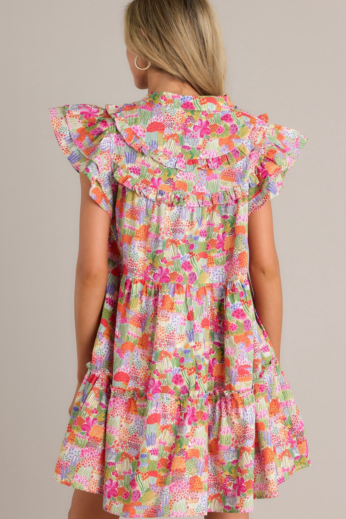 Moments Of Joy 100% Cotton Pink Floral Mini Dress