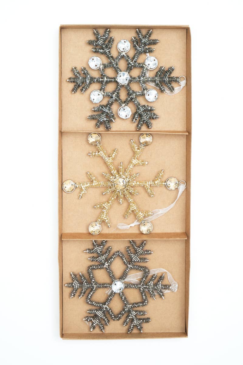 Hanging Snow Flake Ornaments, Set of 3