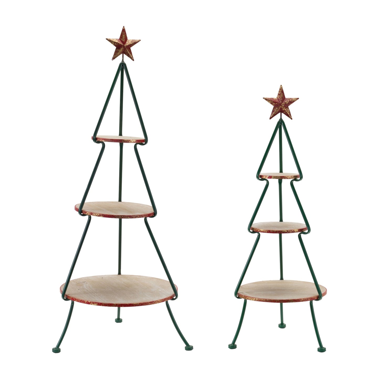 Metal Tree with Wood Shelves, Set of 2