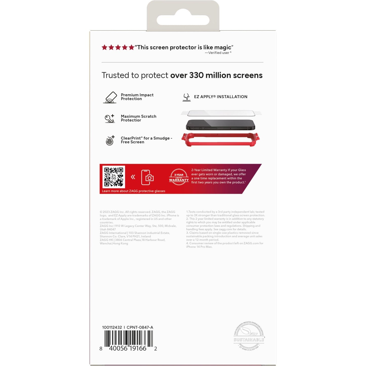 Zagg Glass Plus Edge Screen Protector for iPhone 15 Pro Max