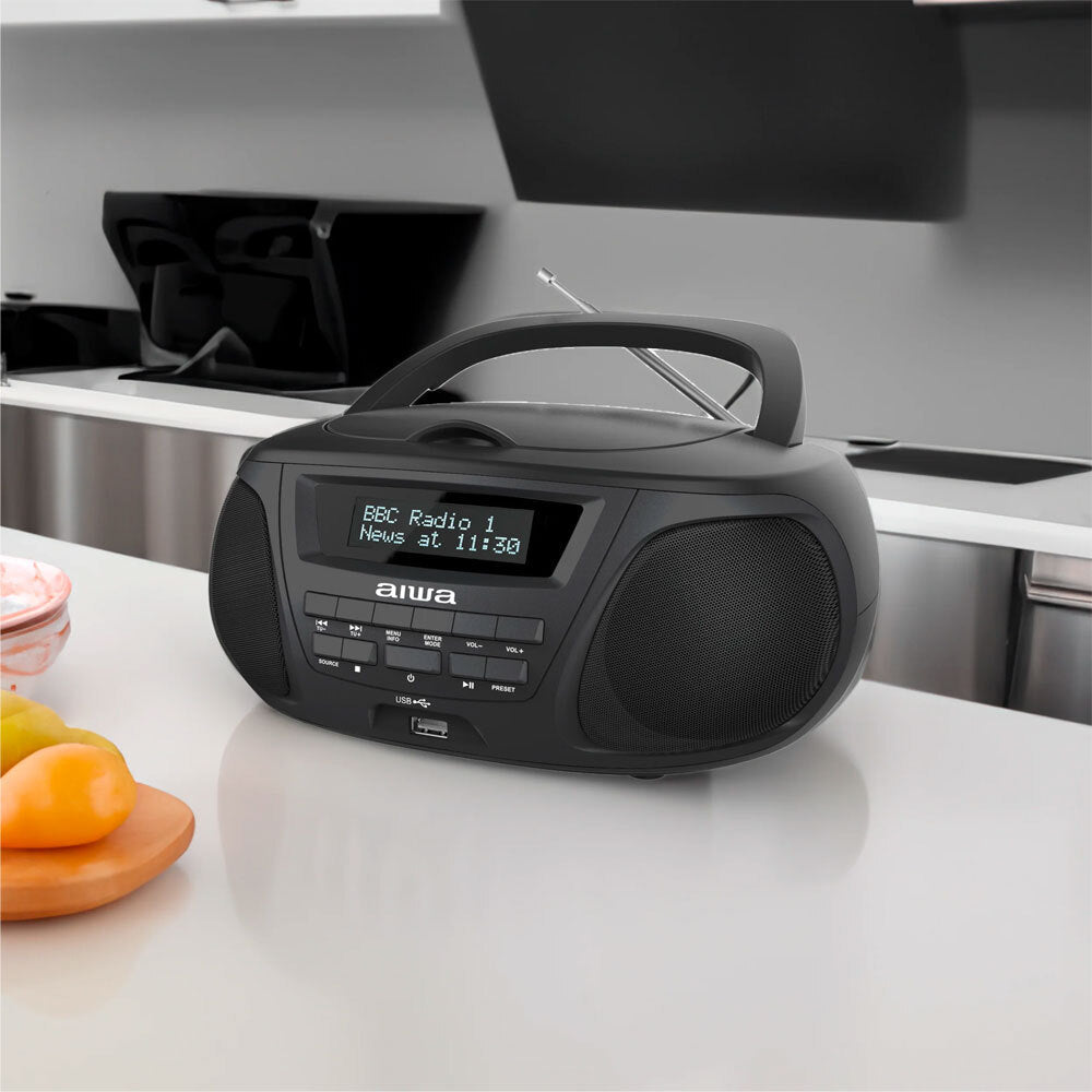 AIWA BoomBox with Bluetooth, CD, DAB/FM & USB (Black)