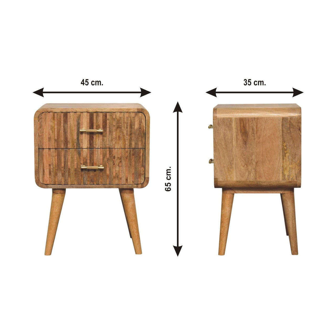 Architect Solid Wood Nightstand with 2 Drawers and Tapered Legs
