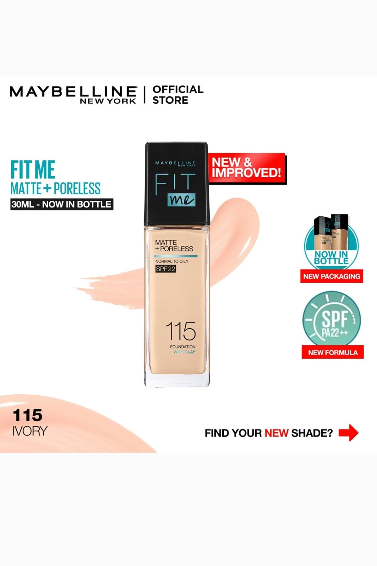 Fit Me! Matte & Poreless Foundation - 115 Ivory
