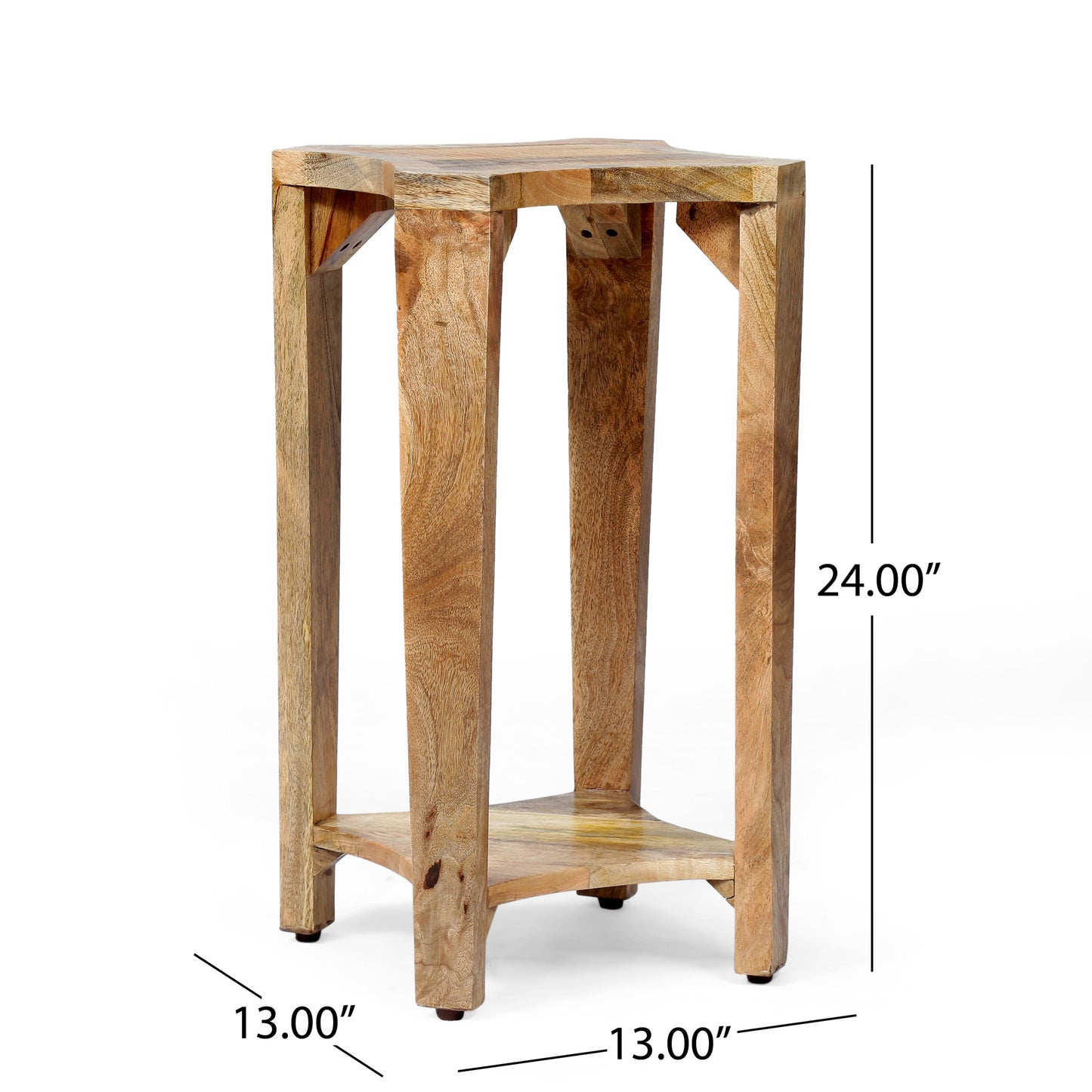 24" Wood Side Table with Open Shelf