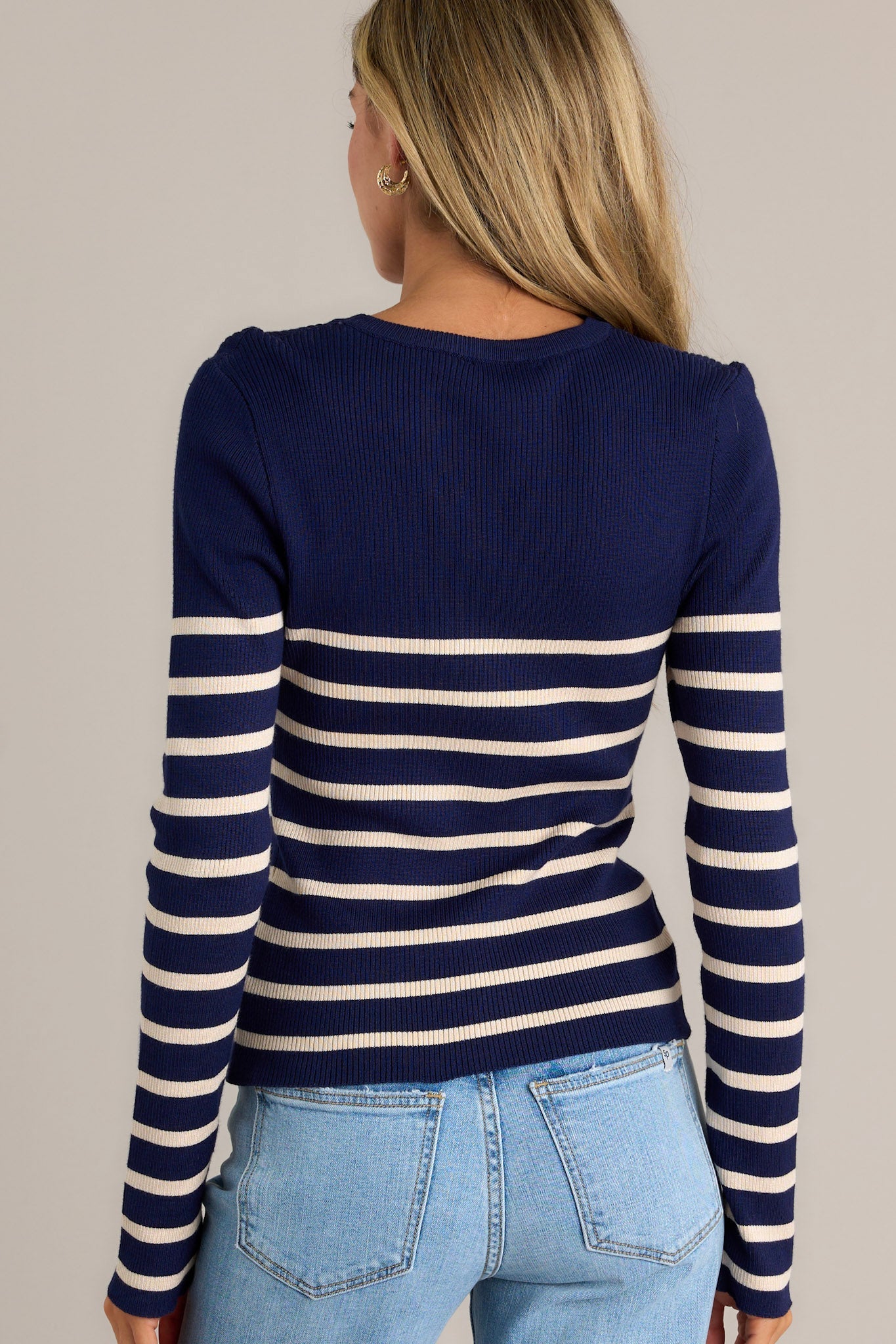 Staple Style Navy Stripe Long Sleeve Top