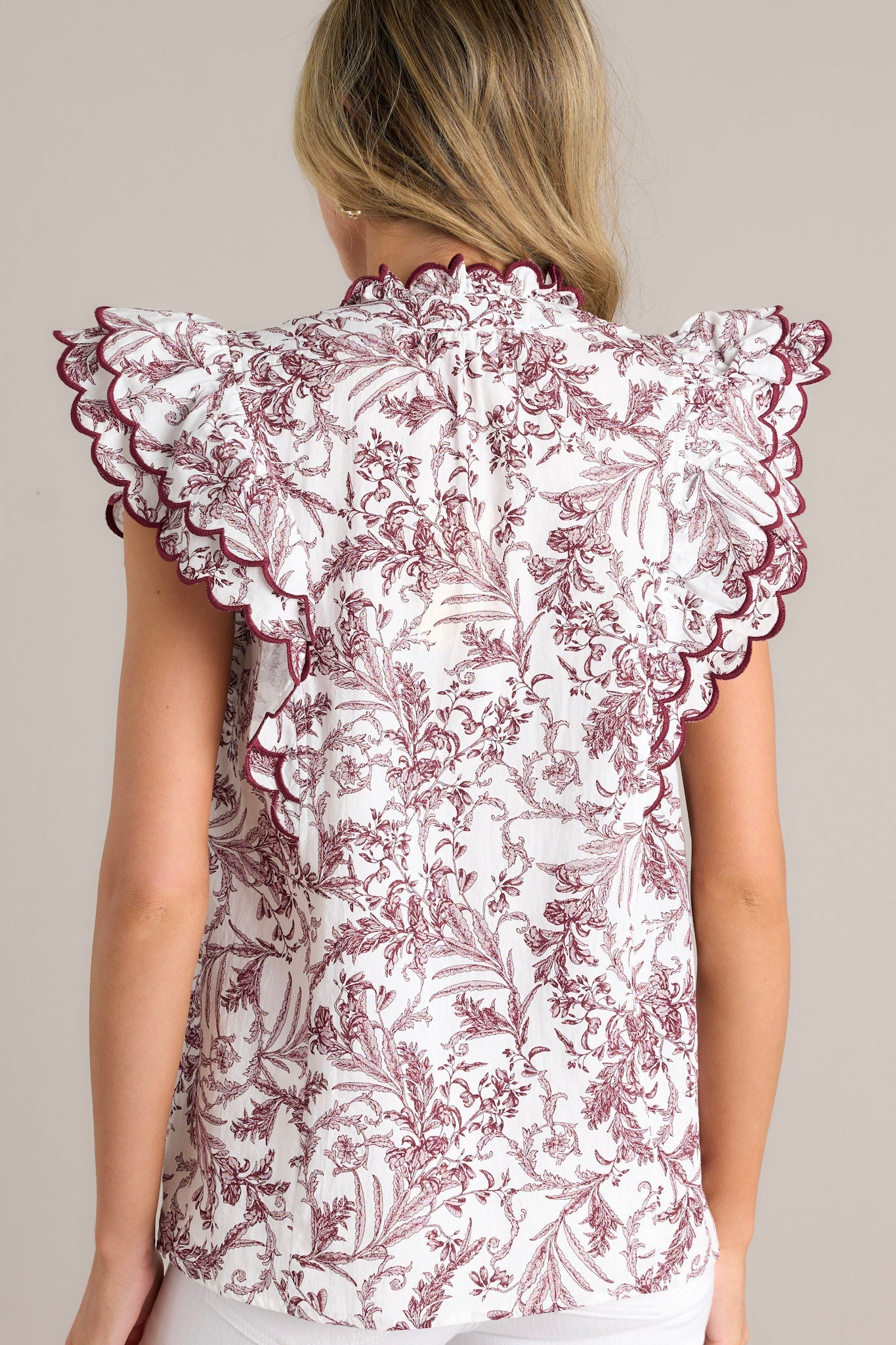 Pure Delight 100% Cotton Burgundy Toile Top