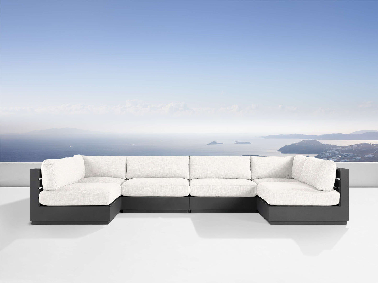 Bal Harbour Outdoor Aluminum Six Piece U-Shaped Sectional