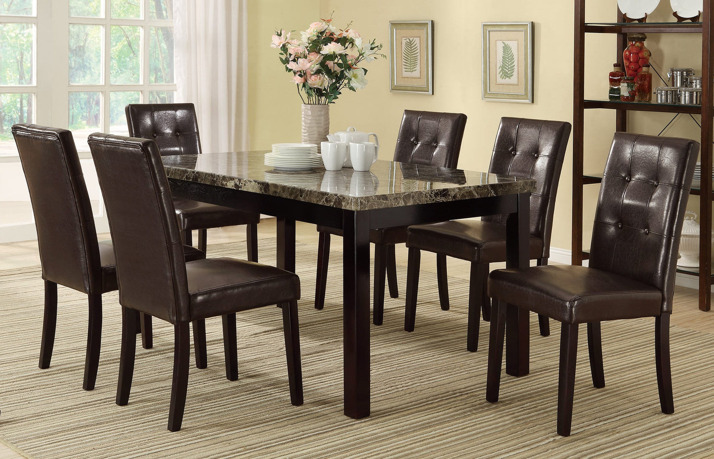 Upholstered Dining Chair with Tufted Back and Wood Legs, Set of 2