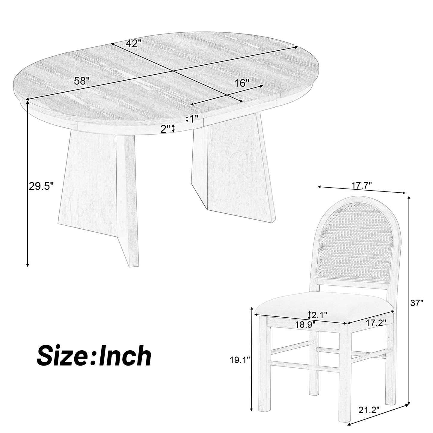 Monza 5-Piece Dining Set with Extendable Oval Table and 4 Upholstered Chairs
