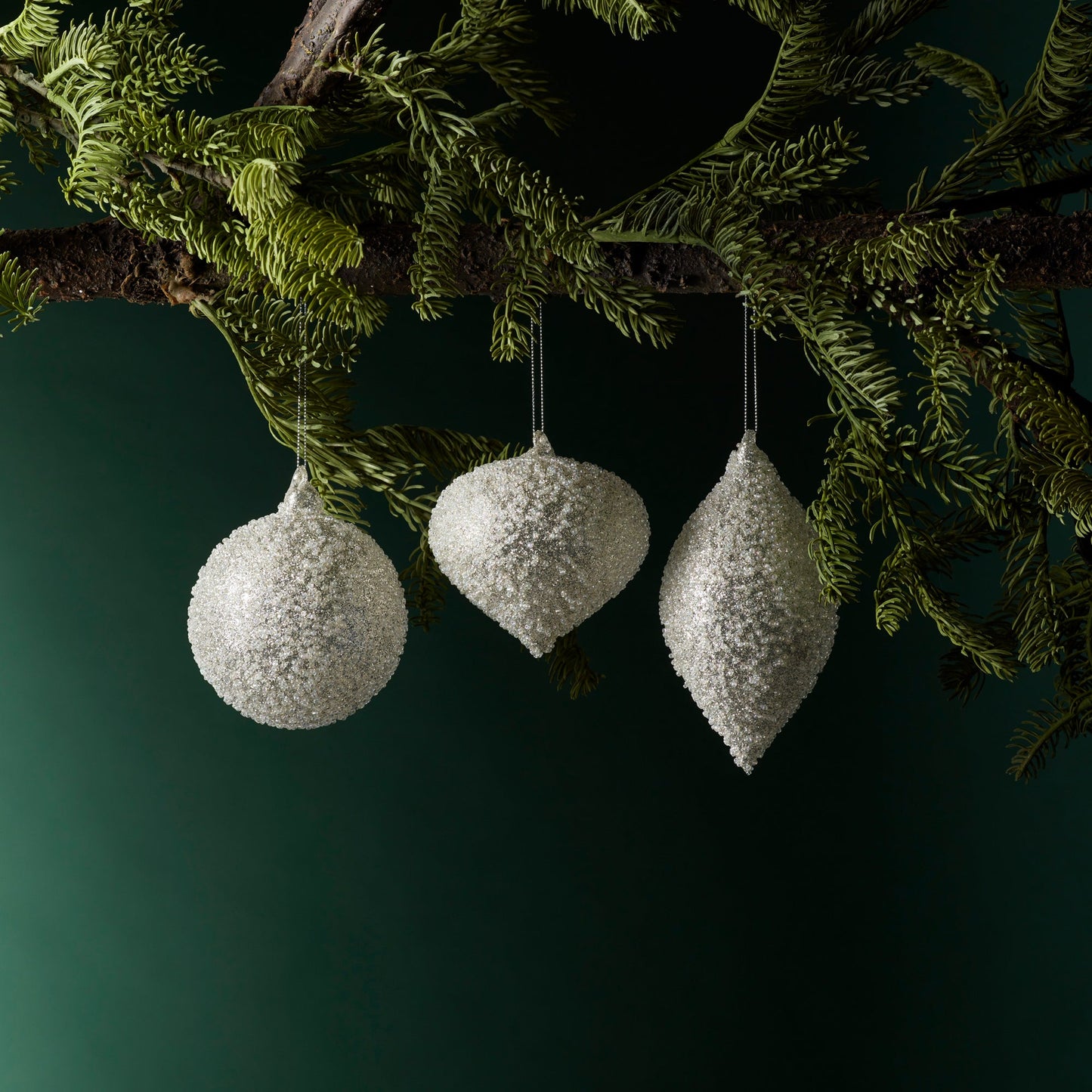 Beaded Glass Tree Ornament, Set of 6