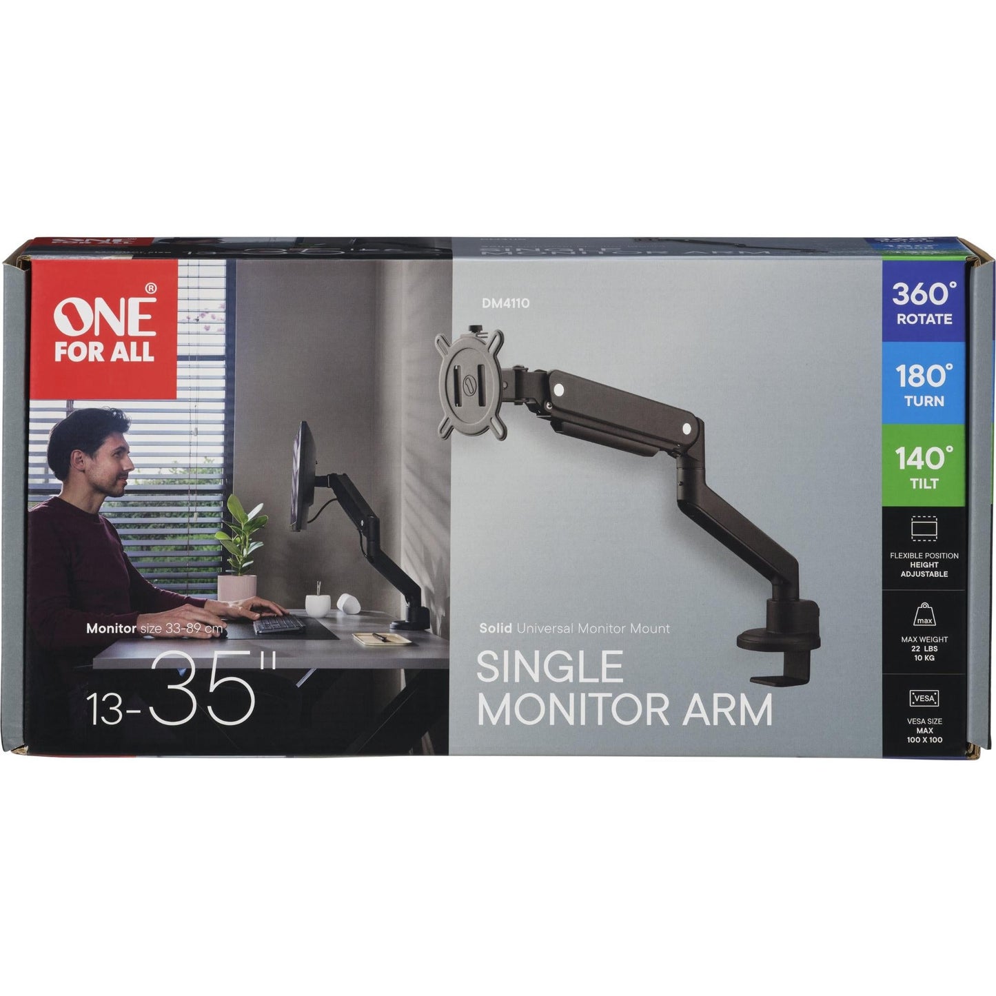 One For All Solid series Single Monitor Arm (Black)