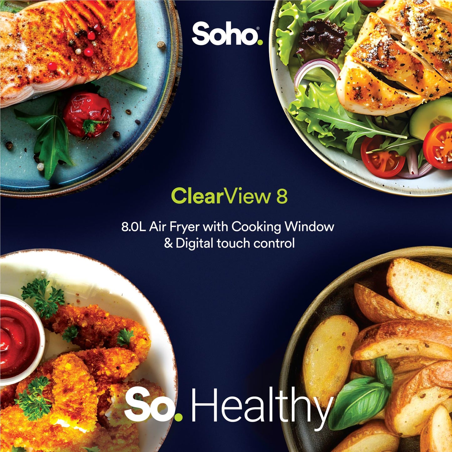 Soho 8L Slim Air Fryer with Viewing Window