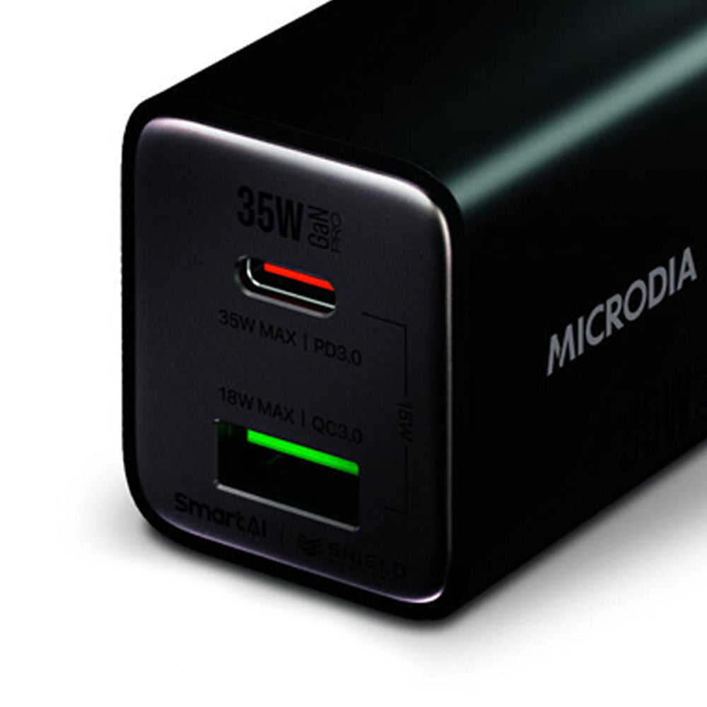 Microdia SmartCube Nano 35W Dual Port GaN Wall Charger (Black)
