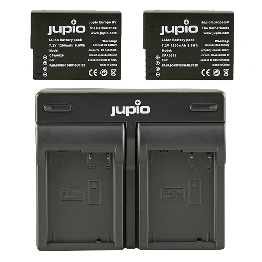 Jupio 2x Batteries 1200mAh & USB Dual Charger Kit For Panasonic DMW-BLC12E