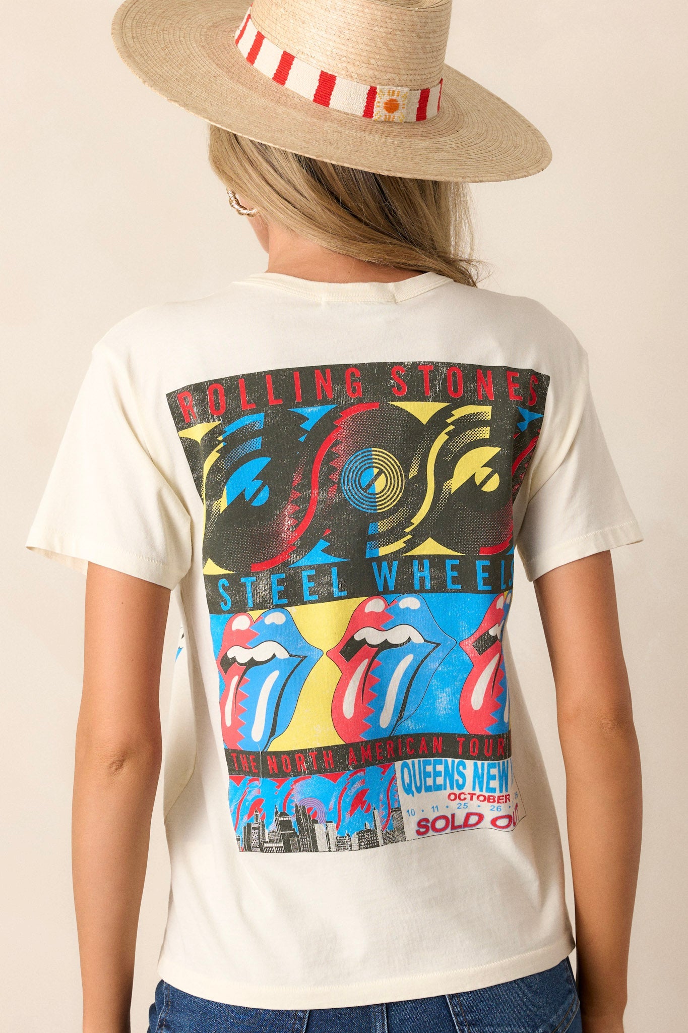 Rolling Stones Steel Wheels Vintage Stone Ringer Tee
