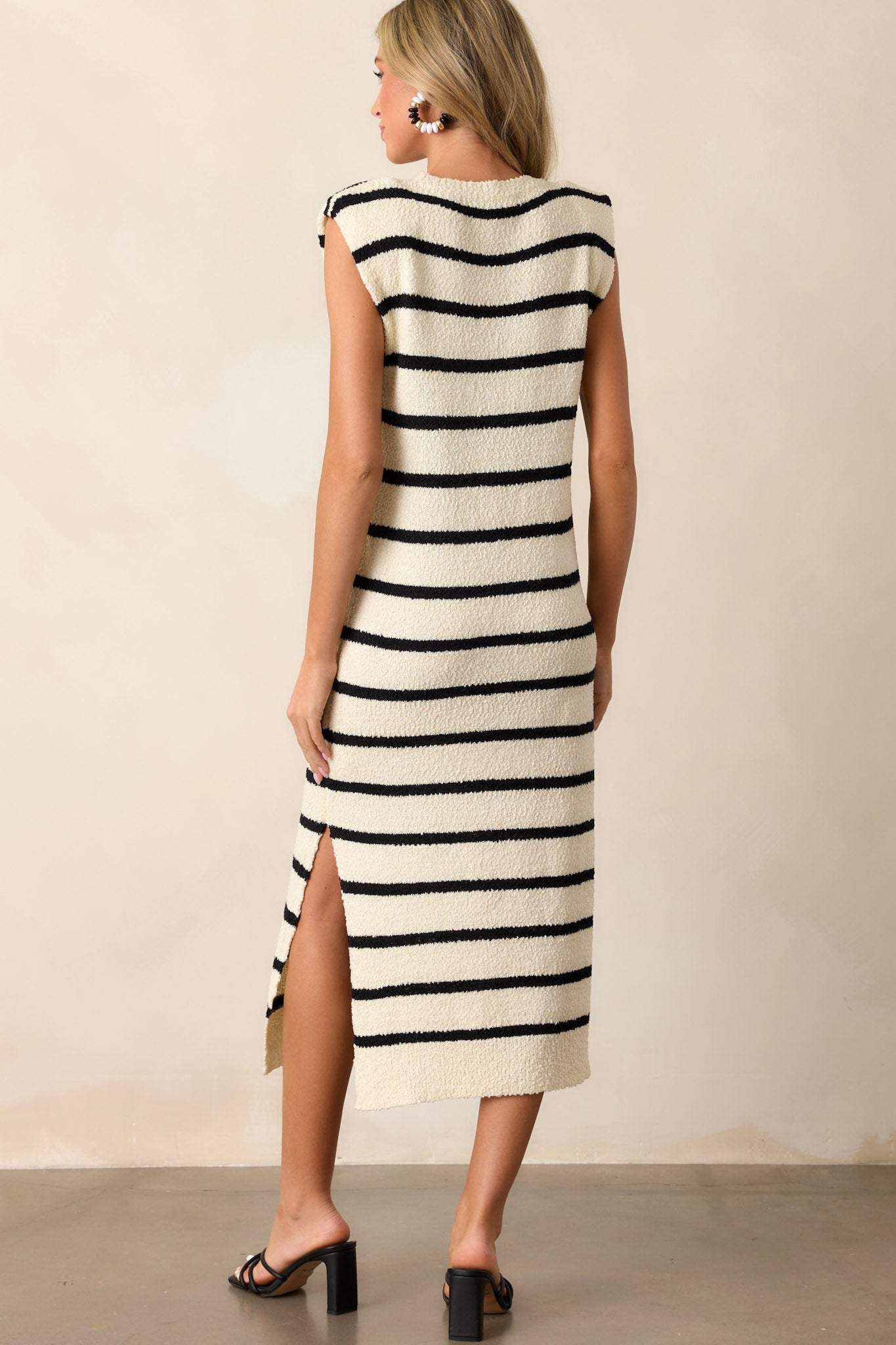 See You Soon Ivory Stripe Midi Dress
