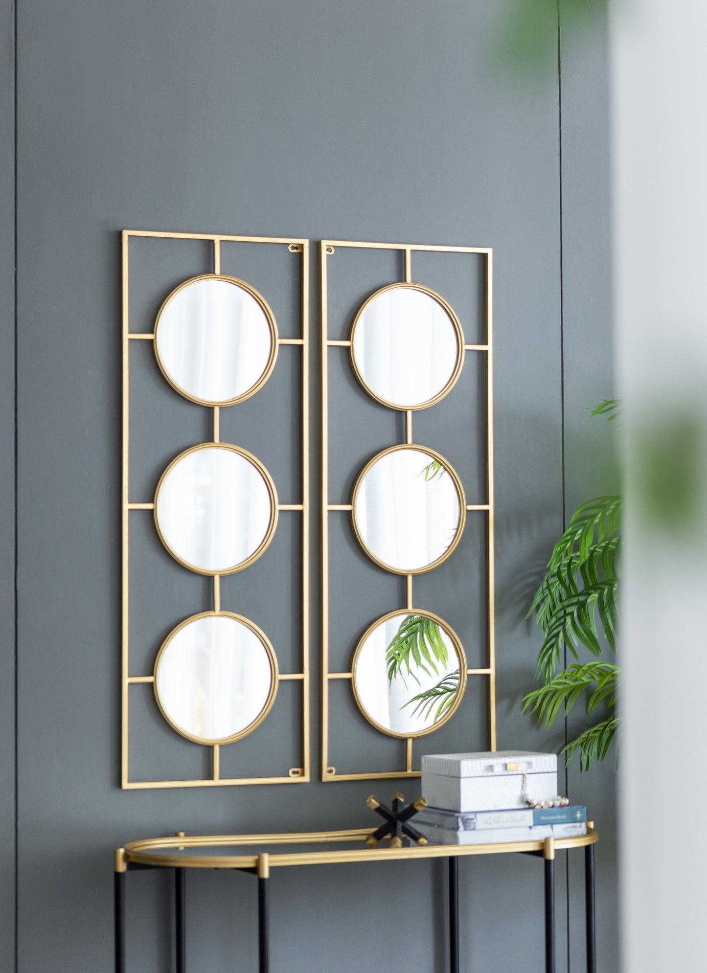 3-Piece Wall Mirror with Rectangular Metal Frame