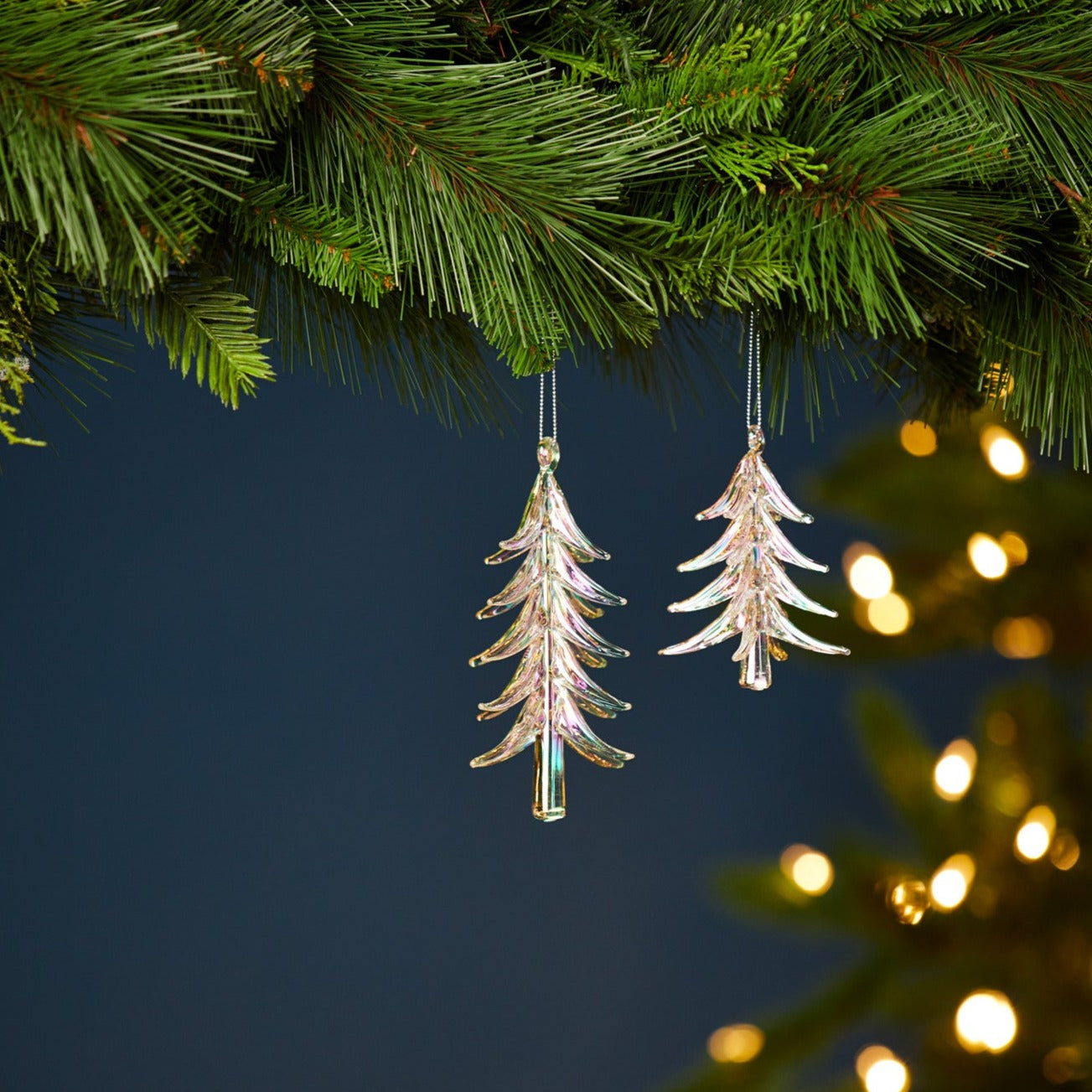 Iridescent Glass Tree Ornament, Set of 6