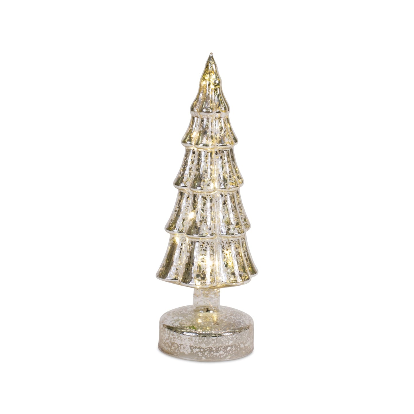 LED Lighted Mercury Glass Holiday Tree Décor, Set of 3