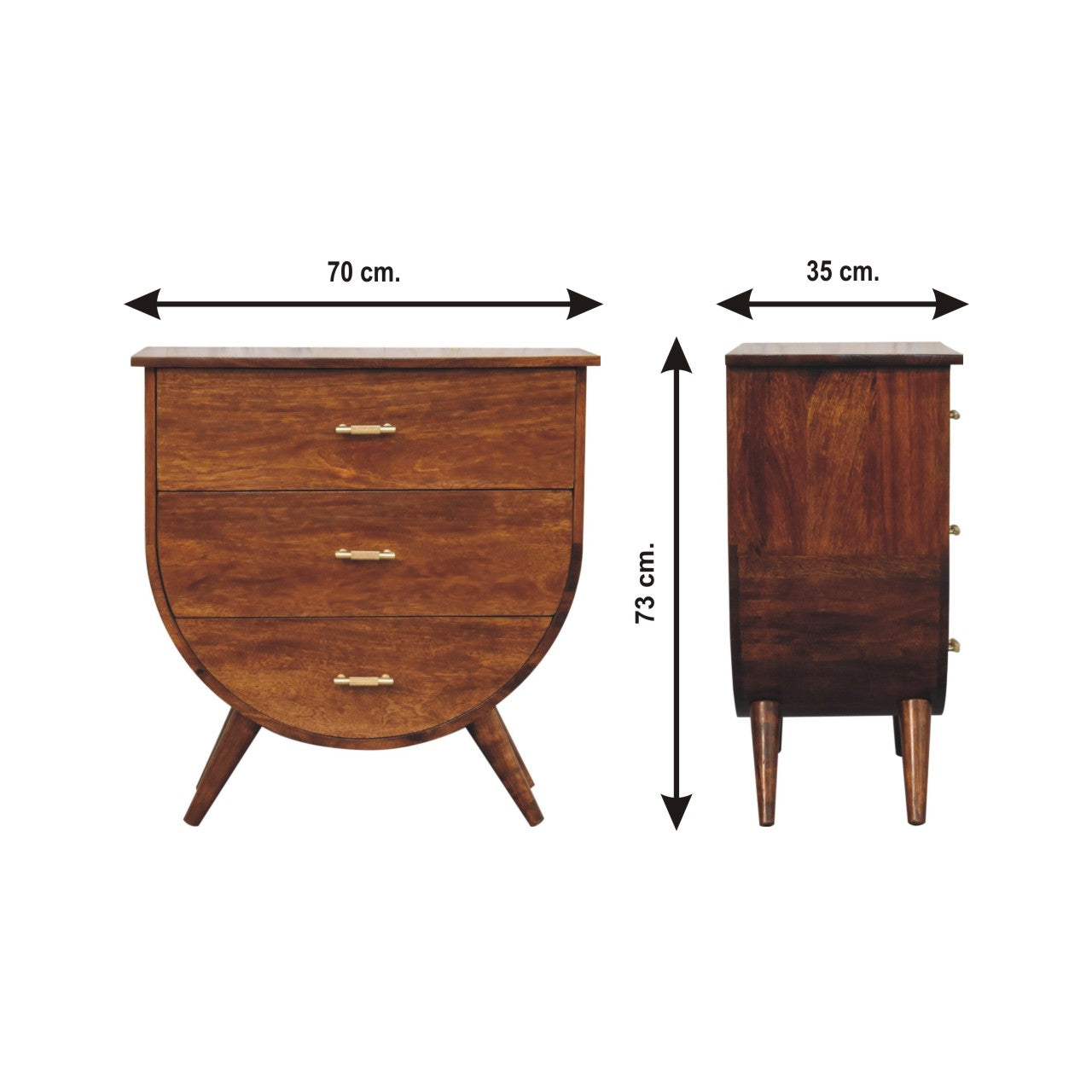 3-Drawer Nightstand with Tapered Legs