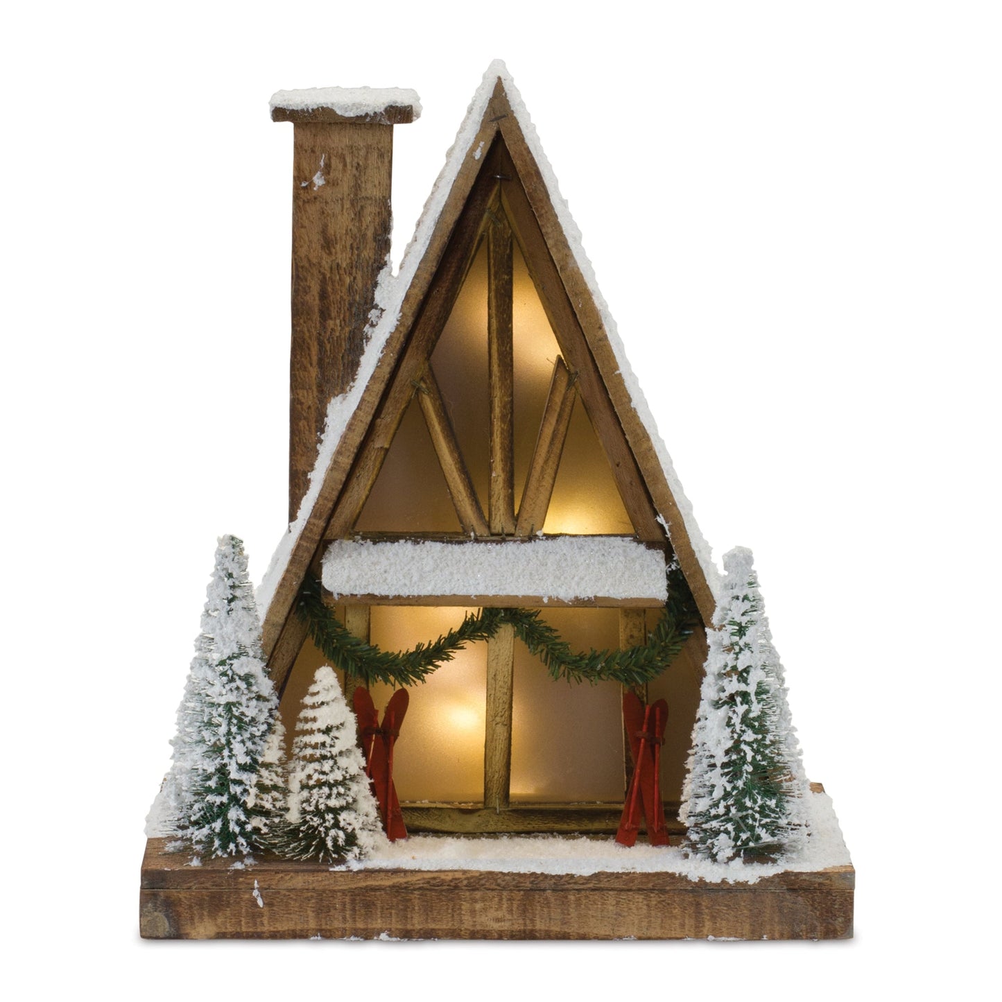Vintage A-Frame Ski Lodge Lighted Display 16.5"