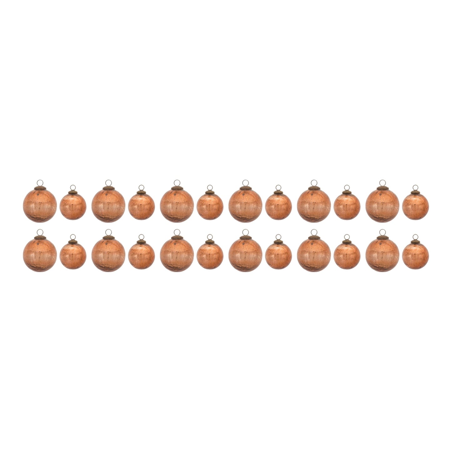 Copper Crackle Glass Ornament, Set of 6