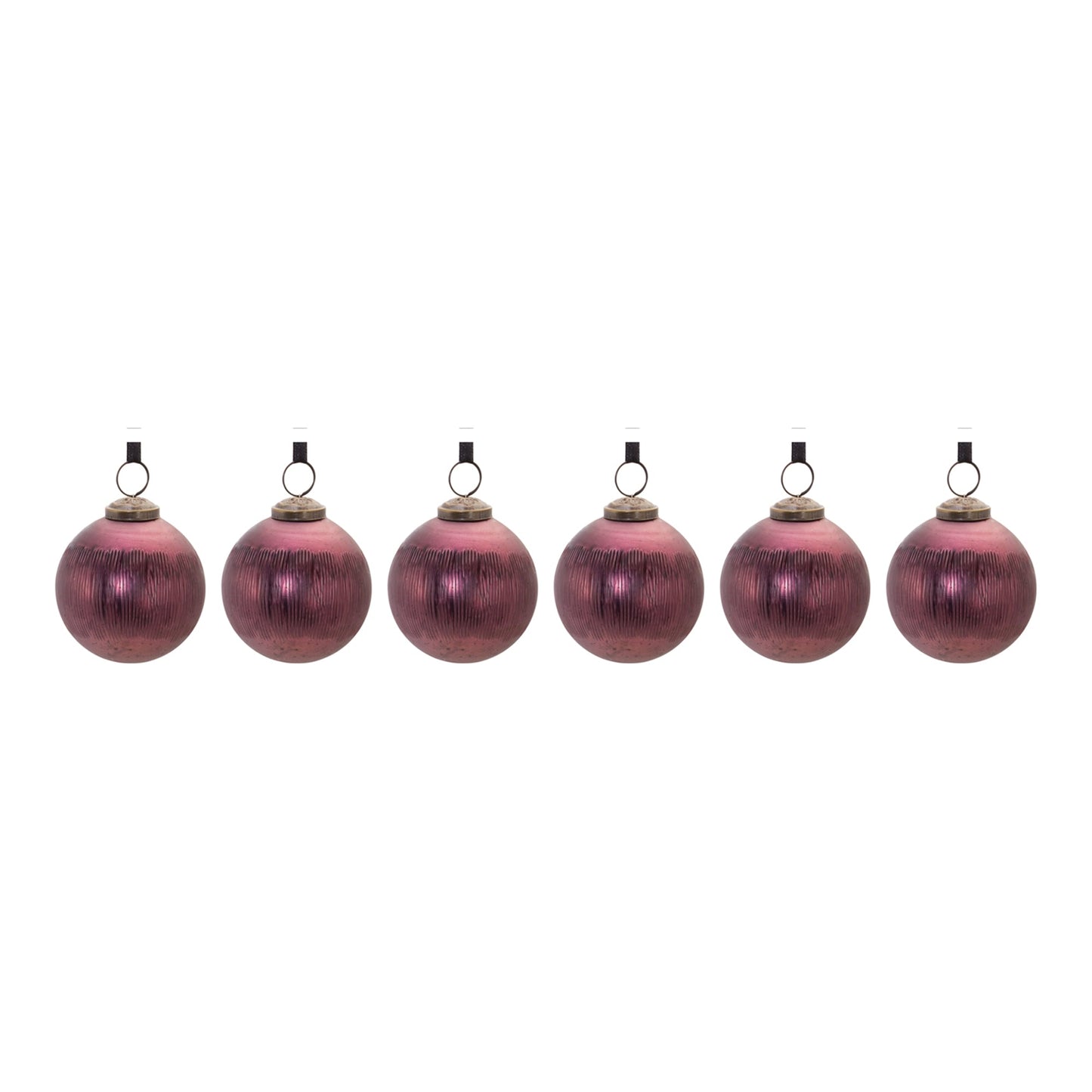 Etched Mecury Glass Ball Ornament, Set of 6