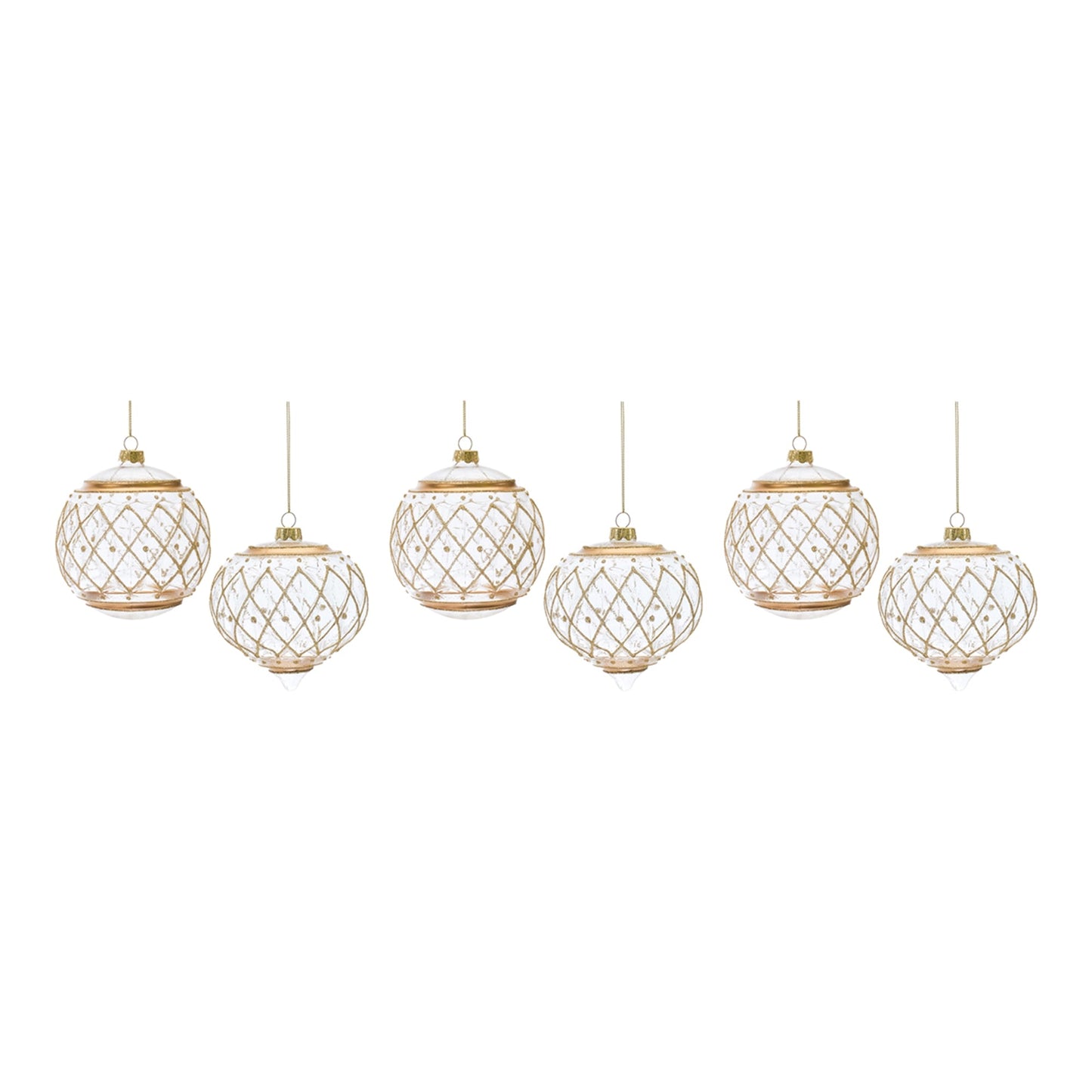 Glittered Harlequin Glass Ball Ornament, Set of 6