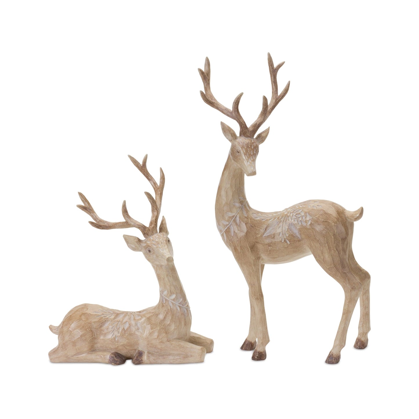 Carved Deer Figurine, Set of 2