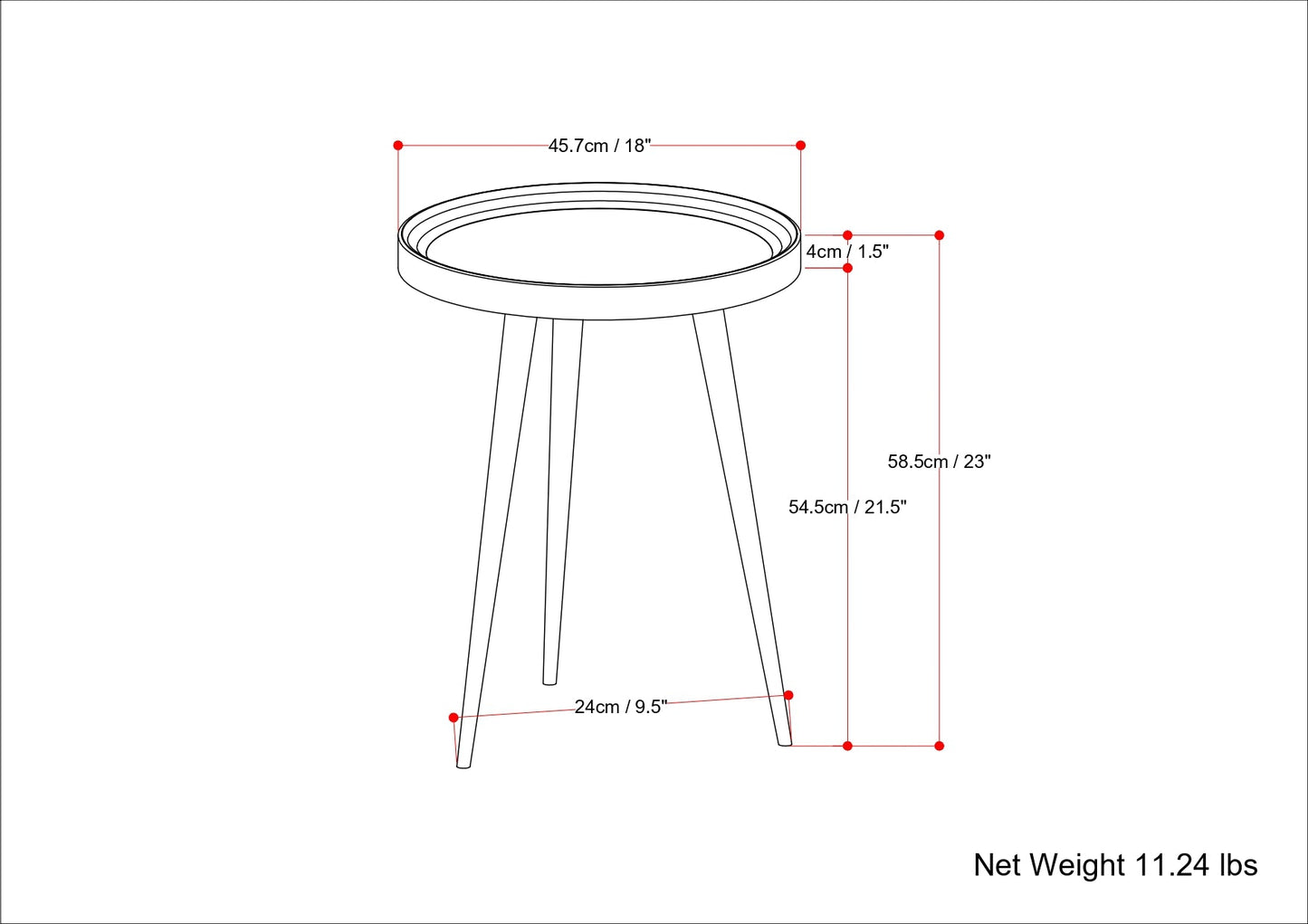Side Table with Round Tray-style Top